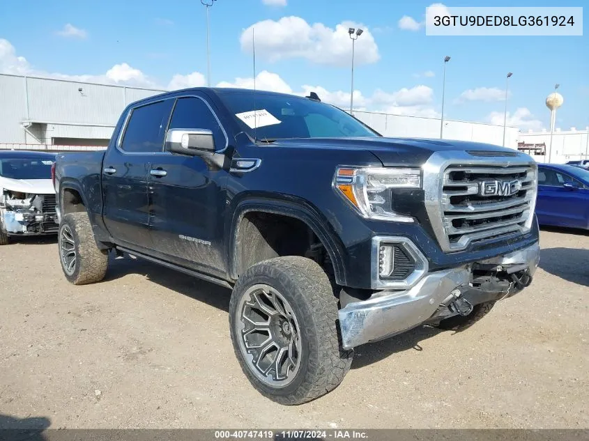 2020 GMC Sierra 1500 4Wd Short Box Slt VIN: 3GTU9DED8LG361924 Lot: 40747419