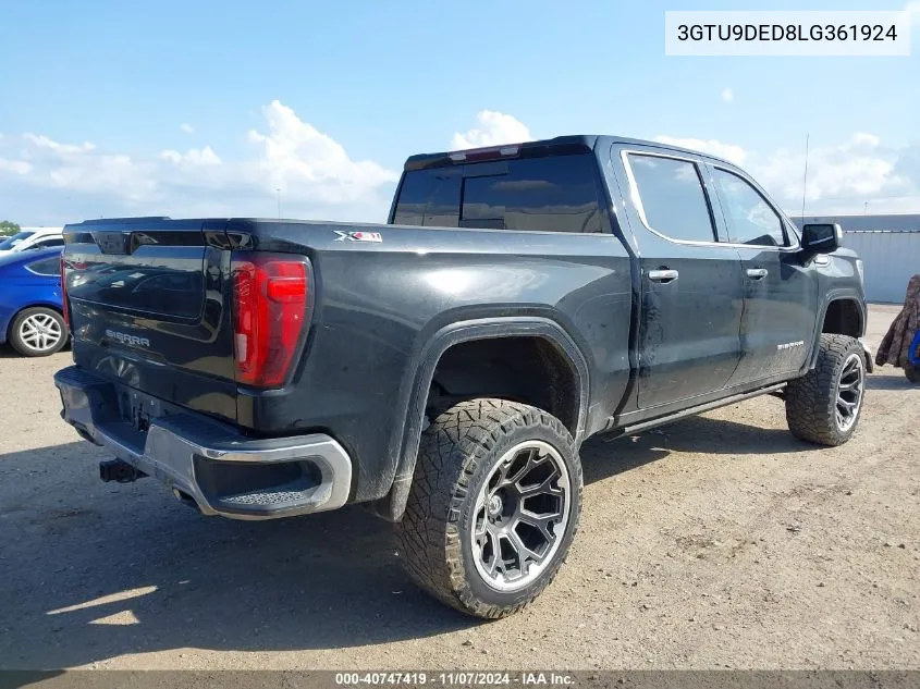 2020 GMC Sierra 1500 4Wd Short Box Slt VIN: 3GTU9DED8LG361924 Lot: 40747419