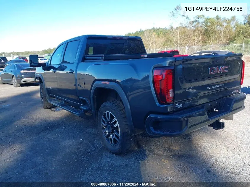 2020 GMC Sierra 2500Hd 4Wd Standard Bed At4 VIN: 1GT49PEY4LF224758 Lot: 40867836