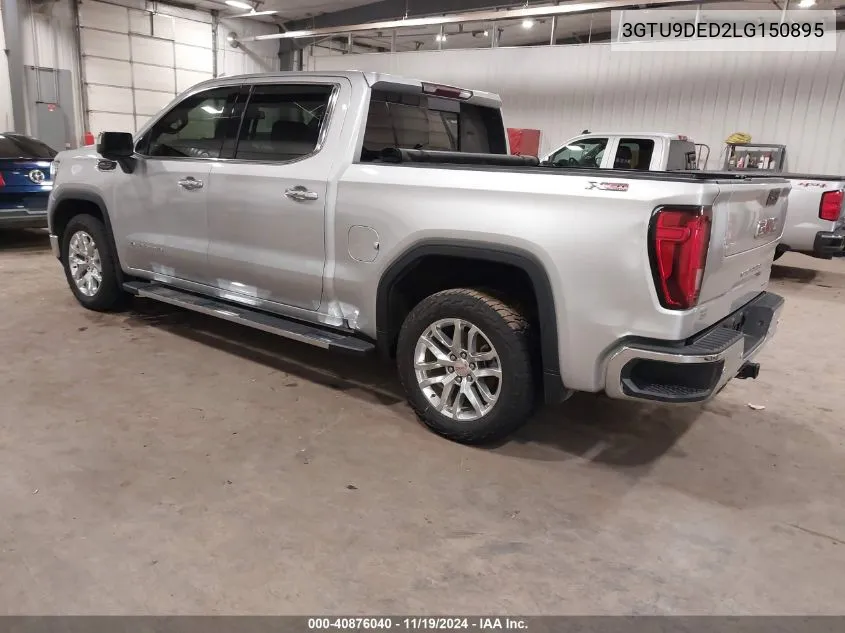 2020 GMC Sierra 1500 4Wd Short Box Slt VIN: 3GTU9DED2LG150895 Lot: 40876040