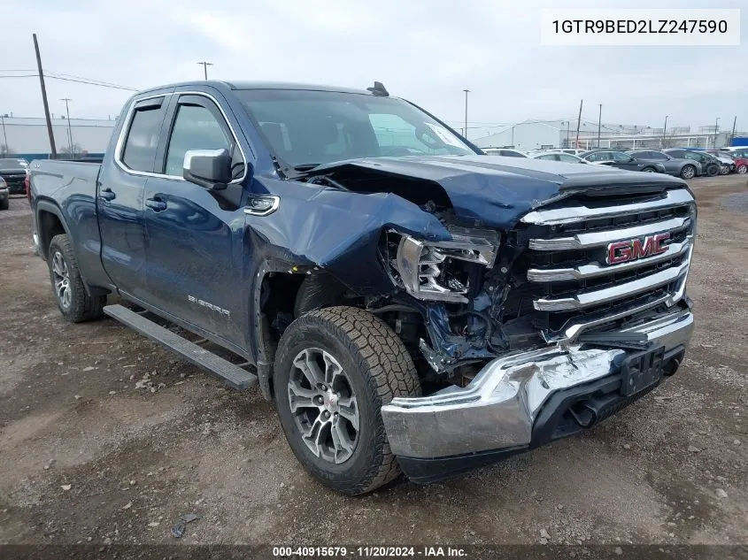 2020 GMC Sierra 1500 4Wd Standard Box Sle VIN: 1GTR9BED2LZ247590 Lot: 40915679