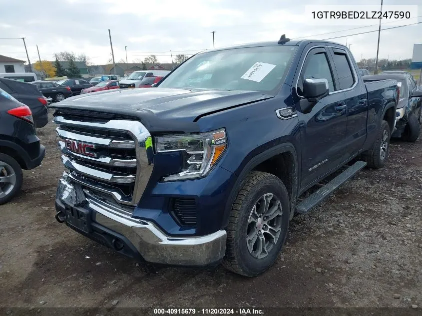 2020 GMC Sierra 1500 4Wd Standard Box Sle VIN: 1GTR9BED2LZ247590 Lot: 40915679