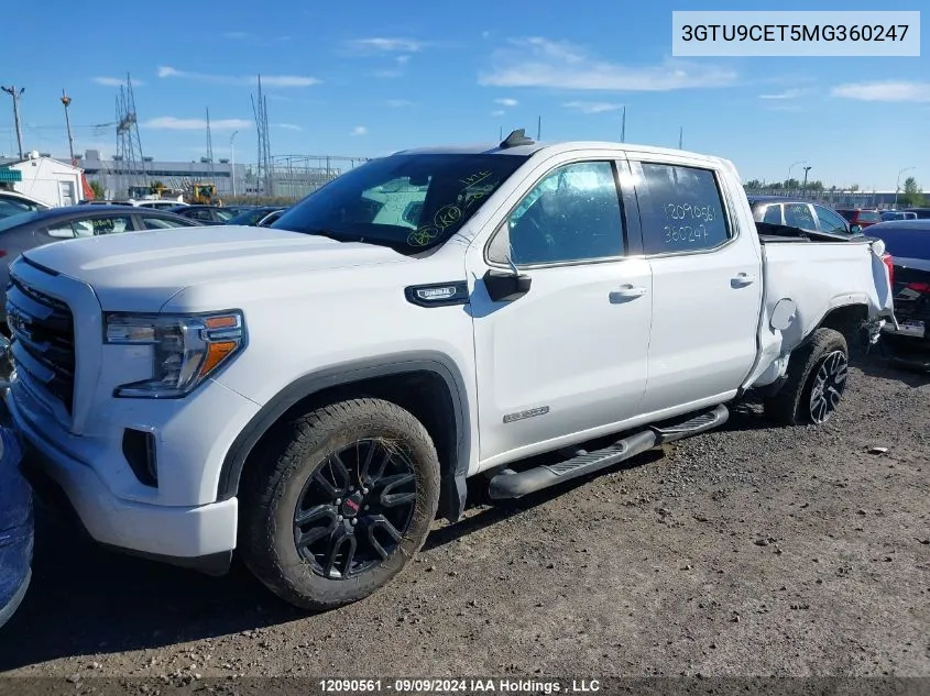 2021 GMC Sierra 1500 VIN: 3GTU9CET5MG360247 Lot: 12090561