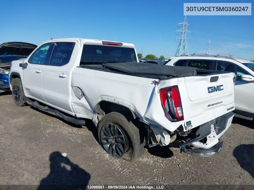 2021 GMC Sierra 1500 VIN: 3GTU9CET5MG360247 Lot: 12090561