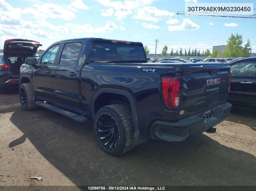 2021 GMC Sierra K1500 VIN: 3GTP9AEK9MG230450 Lot: 12098785