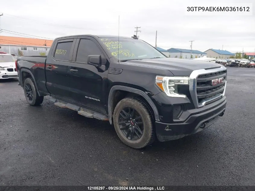 2021 GMC Sierra K1500 VIN: 3GTP9AEK6MG361612 Lot: 12105297