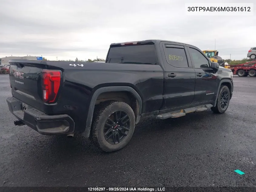 2021 GMC Sierra K1500 VIN: 3GTP9AEK6MG361612 Lot: 12105297