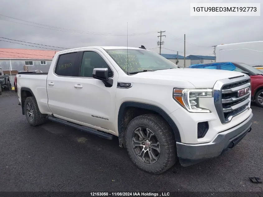 2021 GMC Sierra 1500 VIN: 1GTU9BED3MZ192773 Lot: 12153050