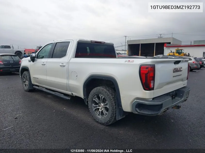 2021 GMC Sierra 1500 VIN: 1GTU9BED3MZ192773 Lot: 12153050