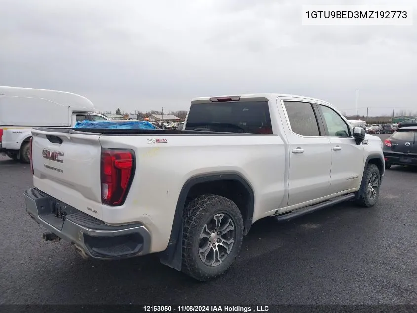 2021 GMC Sierra 1500 VIN: 1GTU9BED3MZ192773 Lot: 12153050