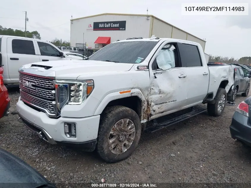 2021 GMC Sierra 2500Hd 4Wd Standard Bed Denali VIN: 1GT49REY2MF114983 Lot: 38771809