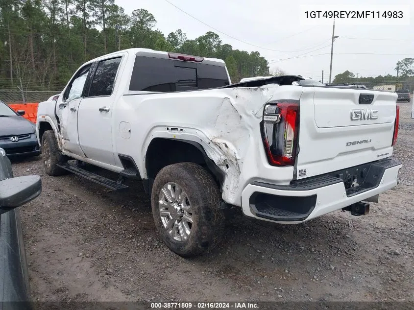 2021 GMC Sierra 2500Hd 4Wd Standard Bed Denali VIN: 1GT49REY2MF114983 Lot: 38771809