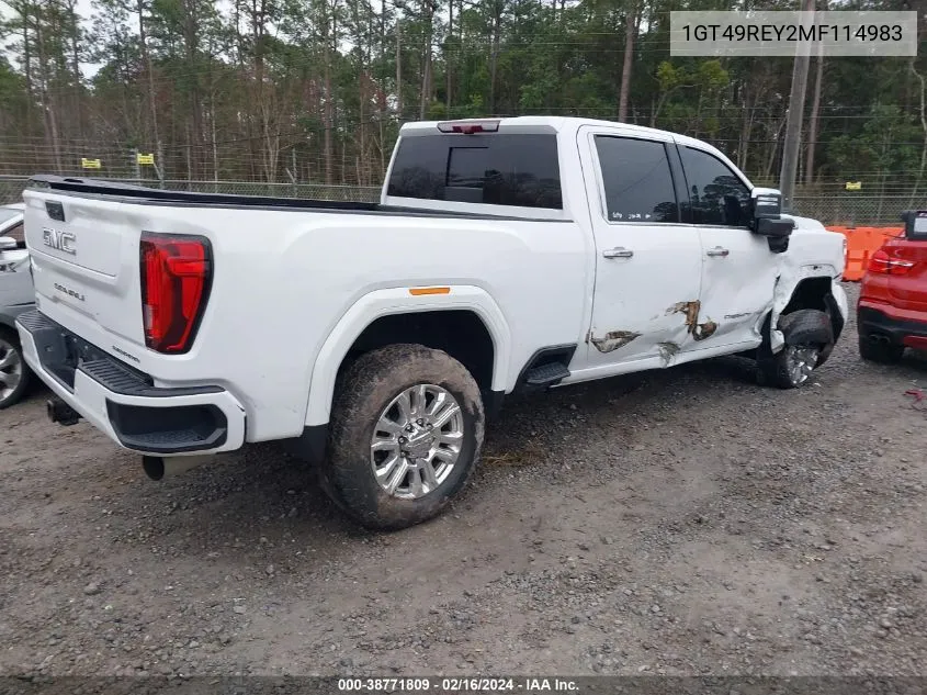 2021 GMC Sierra 2500Hd 4Wd Standard Bed Denali VIN: 1GT49REY2MF114983 Lot: 38771809