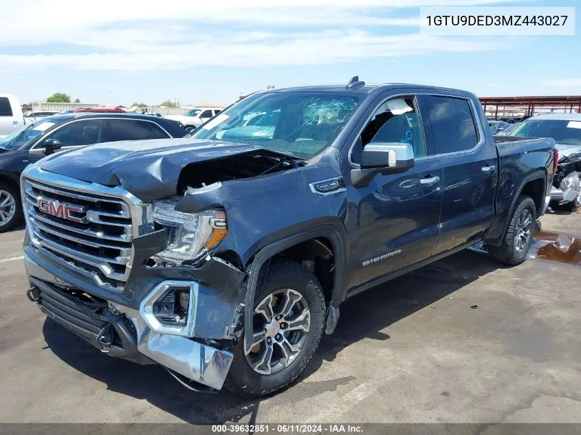 2021 GMC Sierra 1500 4Wd Short Box Slt VIN: 1GTU9DED3MZ443027 Lot: 39632851