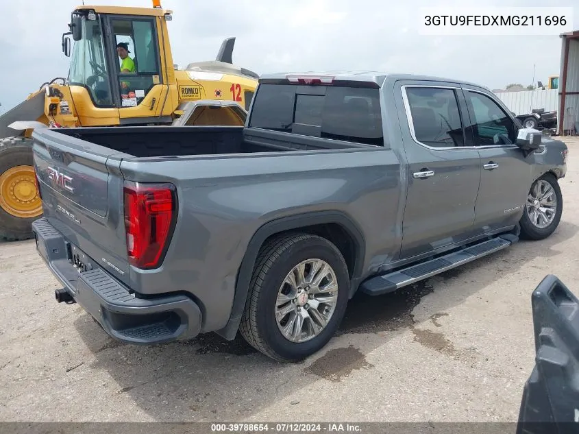 2021 GMC Sierra 1500 4Wd Short Box Denali VIN: 3GTU9FEDXMG211696 Lot: 39788654