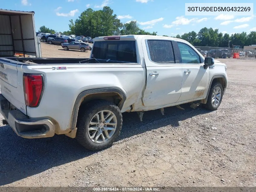 2021 GMC Sierra 1500 4Wd Short Box Slt VIN: 3GTU9DED5MG432269 Lot: 39816424