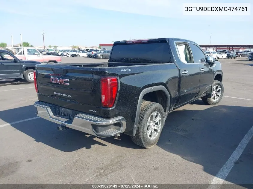 2021 GMC Sierra 1500 4Wd Short Box Slt VIN: 3GTU9DEDXMG474761 Lot: 39828149