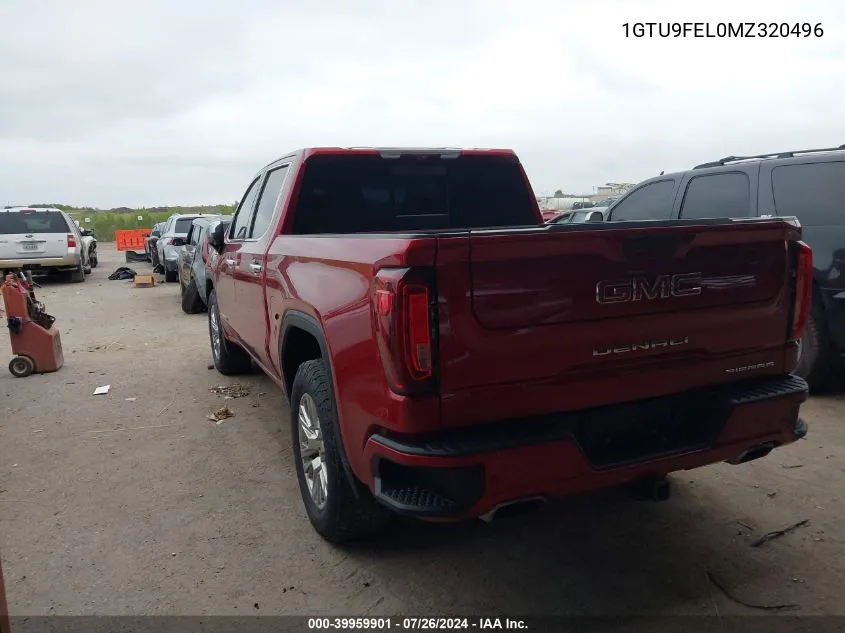 2021 GMC Sierra 1500 Denali VIN: 1GTU9FEL0MZ320496 Lot: 39959901