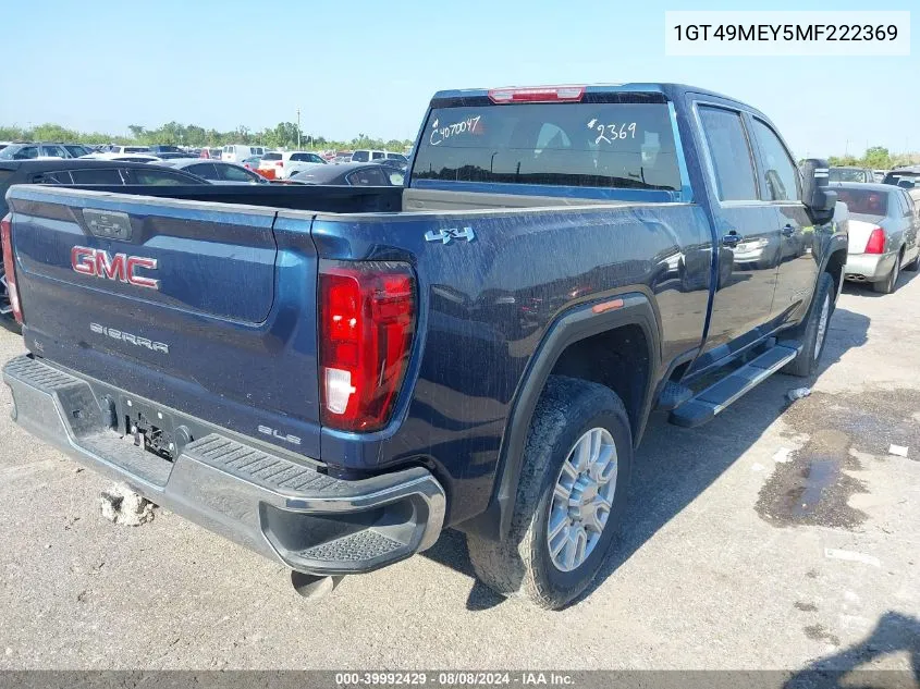 2021 GMC Sierra 2500Hd 4Wd Standard Bed Sle VIN: 1GT49MEY5MF222369 Lot: 39992429