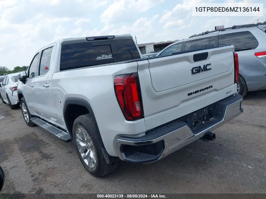 2021 GMC Sierra 1500 2Wd Short Box Slt VIN: 1GTP8DED6MZ136144 Lot: 40023139