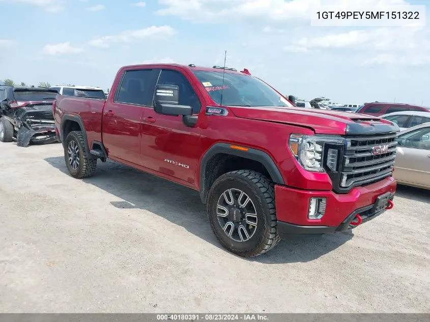 2021 GMC Sierra 2500Hd 4Wd Standard Bed At4 VIN: 1GT49PEY5MF151322 Lot: 40180391