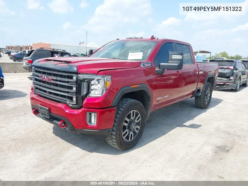 2021 GMC Sierra 2500Hd 4Wd Standard Bed At4 VIN: 1GT49PEY5MF151322 Lot: 40180391