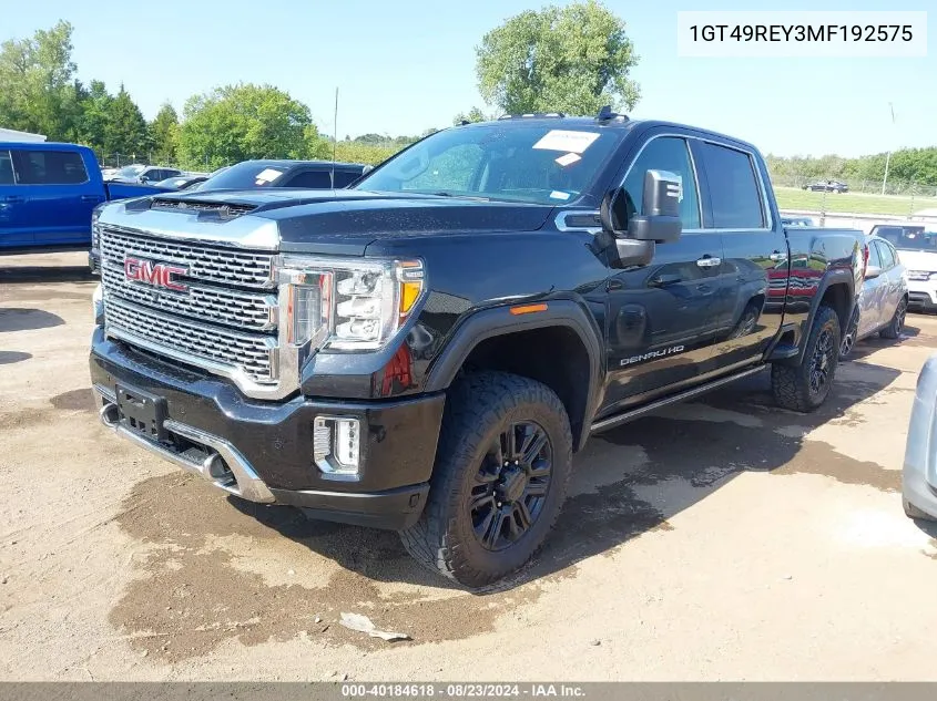 2021 GMC Sierra 2500Hd 4Wd Standard Bed Denali VIN: 1GT49REY3MF192575 Lot: 40184618