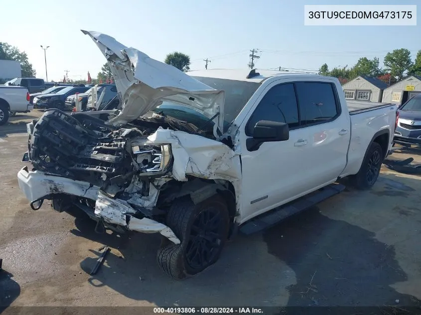 2021 GMC Sierra 1500 4Wd Standard Box Elevation VIN: 3GTU9CED0MG473175 Lot: 40193806