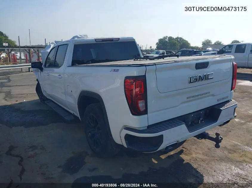 2021 GMC Sierra 1500 4Wd Standard Box Elevation VIN: 3GTU9CED0MG473175 Lot: 40193806