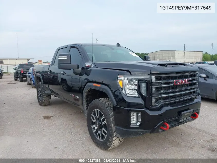 2021 GMC Sierra 2500Hd 4Wd Standard Bed At4 VIN: 1GT49PEY9MF317549 Lot: 40227388