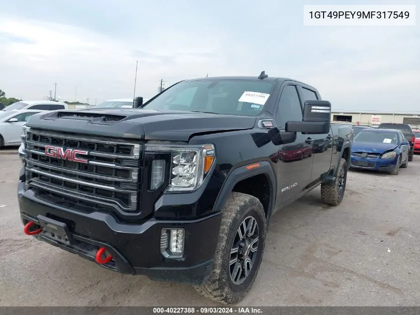 2021 GMC Sierra 2500Hd 4Wd Standard Bed At4 VIN: 1GT49PEY9MF317549 Lot: 40227388