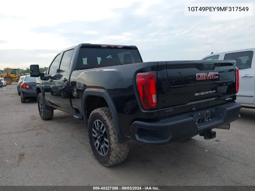 2021 GMC Sierra 2500Hd 4Wd Standard Bed At4 VIN: 1GT49PEY9MF317549 Lot: 40227388