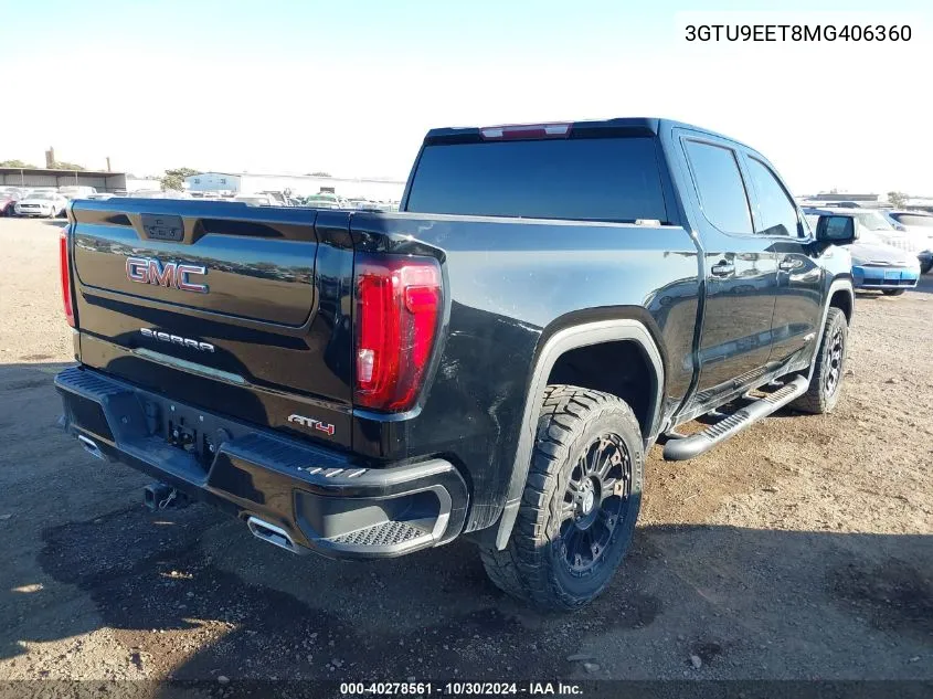 2021 GMC Sierra 1500 4Wd Short Box At4 VIN: 3GTU9EET8MG406360 Lot: 40278561