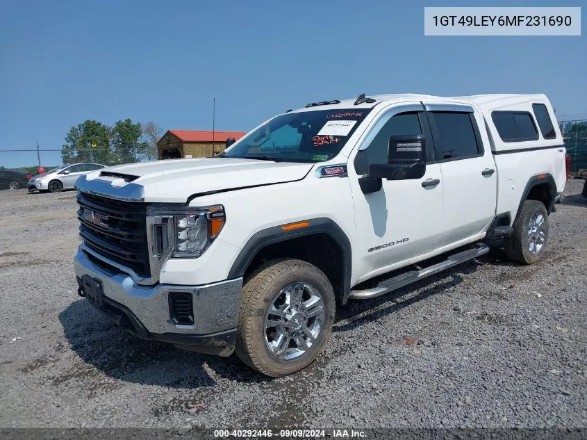 2021 GMC Sierra 2500Hd 4Wd Standard Bed VIN: 1GT49LEY6MF231690 Lot: 40292446