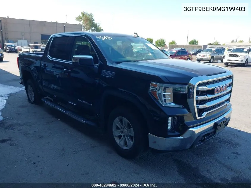 2021 GMC Sierra 1500 K1500 Sle VIN: 3GTP9BEK0MG199403 Lot: 40514172