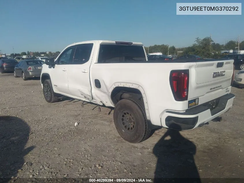 2021 GMC Sierra 1500 4Wd Standard Box At4 VIN: 3GTU9EET0MG370292 Lot: 40299394