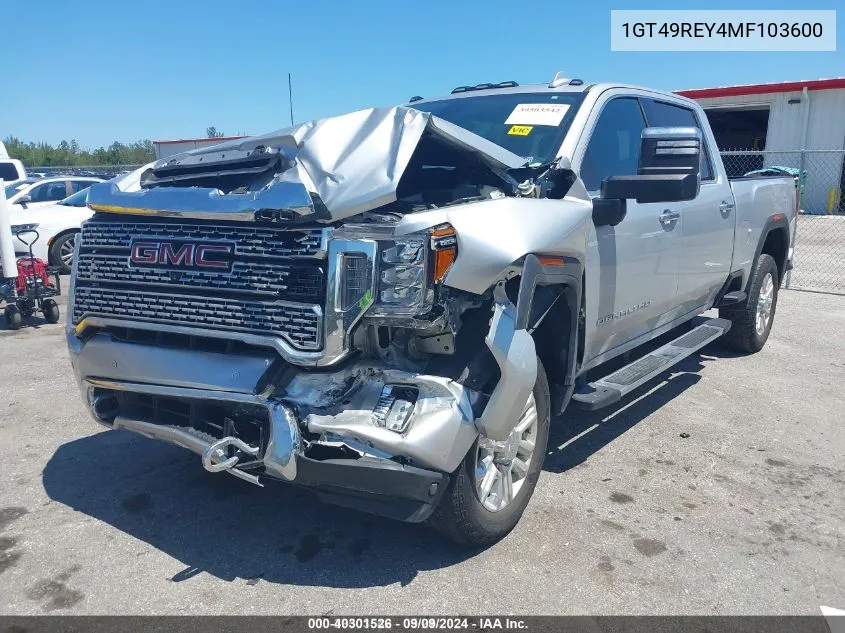 2021 GMC Sierra 2500Hd 4Wd Standard Bed Denali VIN: 1GT49REY4MF103600 Lot: 40301526