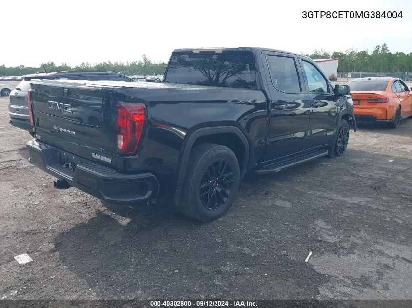 2021 GMC Sierra 1500 2Wd Short Box Elevation VIN: 3GTP8CET0MG384004 Lot: 40302800