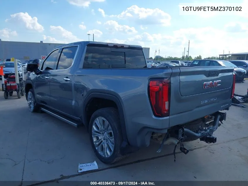 2021 GMC Sierra 1500 4Wd Short Box Denali VIN: 1GTU9FET5MZ370102 Lot: 40336473