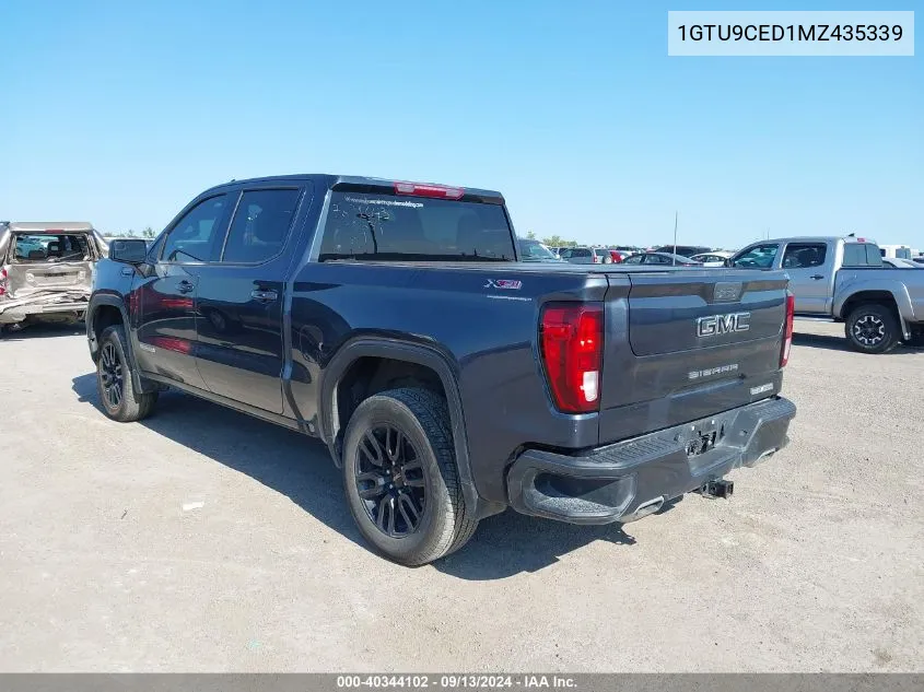 2021 GMC Sierra 1500 4Wd Short Box Elevation VIN: 1GTU9CED1MZ435339 Lot: 40344102