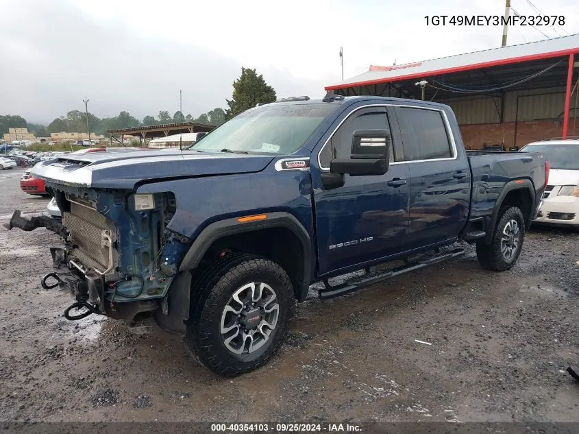 2021 GMC Sierra 2500Hd 4Wd Standard Bed Sle VIN: 1GT49MEY3MF232978 Lot: 40354103