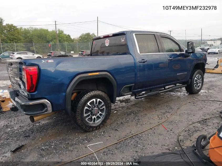 2021 GMC Sierra 2500Hd 4Wd Standard Bed Sle VIN: 1GT49MEY3MF232978 Lot: 40354103