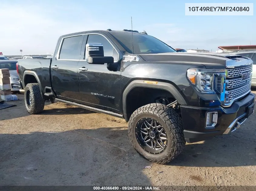 2021 GMC Sierra 2500Hd 4Wd Standard Bed Denali VIN: 1GT49REY7MF240840 Lot: 40366490