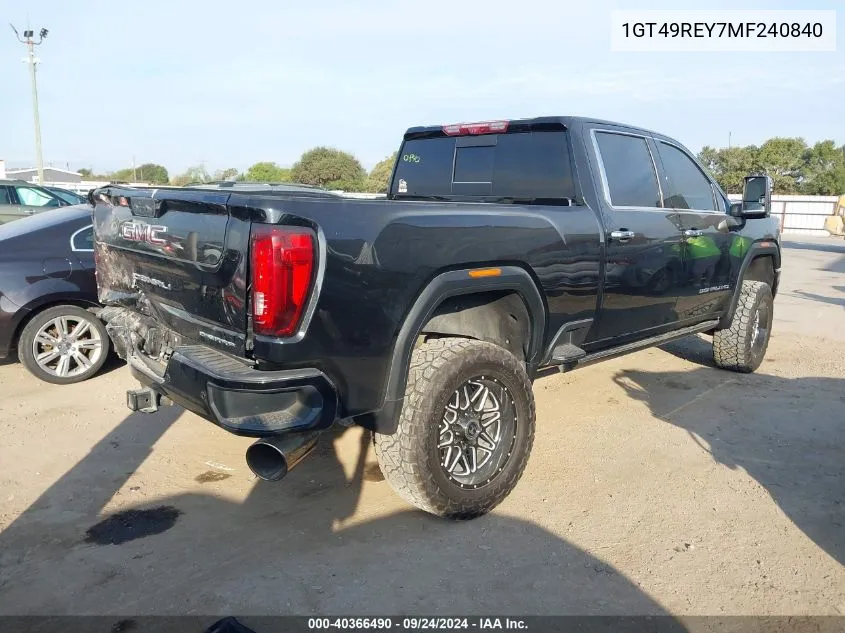 1GT49REY7MF240840 2021 GMC Sierra 2500Hd 4Wd Standard Bed Denali