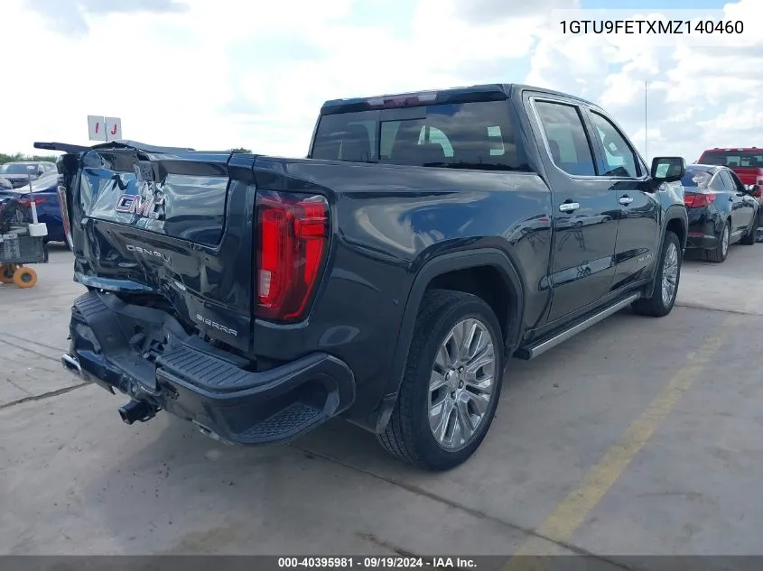 2021 GMC Sierra 1500 4Wd Short Box Denali VIN: 1GTU9FETXMZ140460 Lot: 40395981