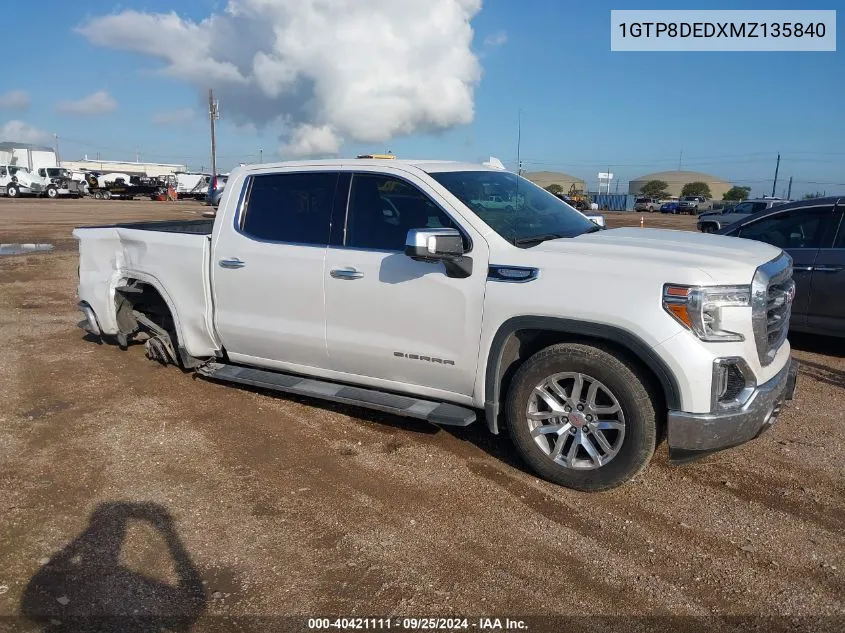 2021 GMC Sierra 1500 2Wd Short Box Slt VIN: 1GTP8DEDXMZ135840 Lot: 40421111