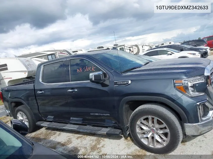 2021 GMC Sierra K1500 Slt VIN: 1GTU9DEDXMZ342633 Lot: 40494782