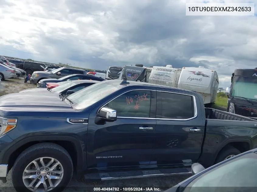 2021 GMC Sierra K1500 Slt VIN: 1GTU9DEDXMZ342633 Lot: 40494782