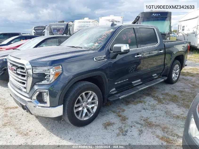 2021 GMC Sierra K1500 Slt VIN: 1GTU9DEDXMZ342633 Lot: 40494782