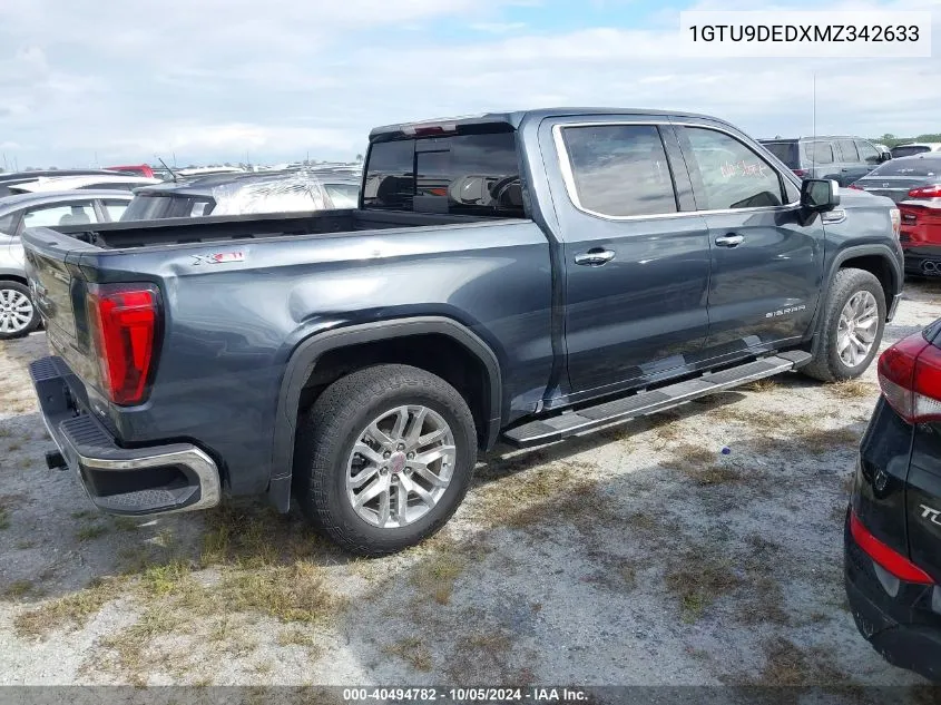 2021 GMC Sierra K1500 Slt VIN: 1GTU9DEDXMZ342633 Lot: 40494782